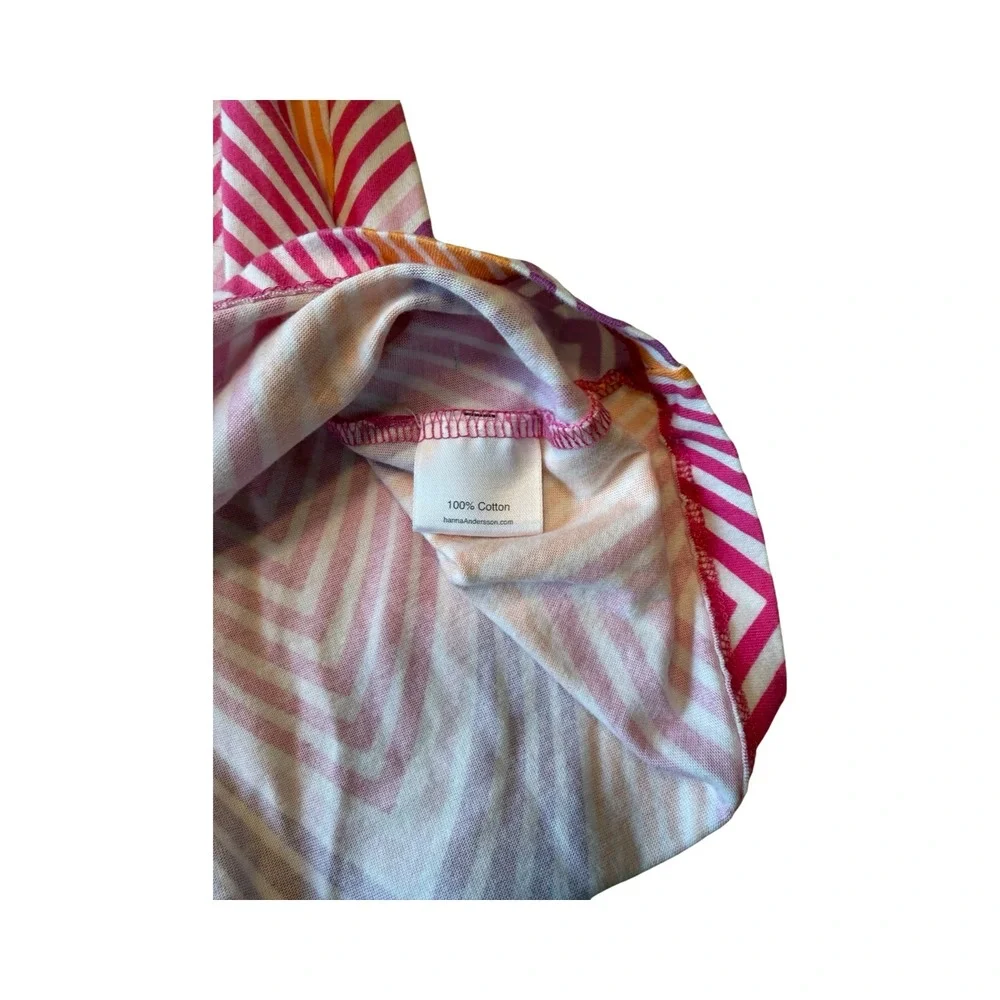 Hanna Andersson Girls Pink Orange Chevron Cotton Ruffle Sun Dress Size 8‎